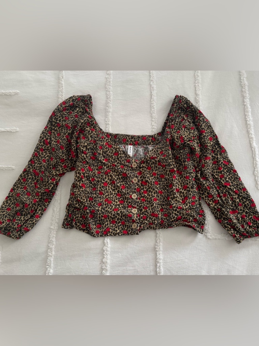 RVCA Leopard + Floral Long-Sleeve Top
